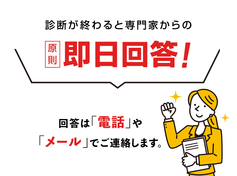 原則、弁護士・司法書士からの即日回答!